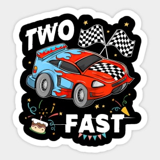 Kids Two Fast 2 Curious Racing 2nd Birthday Race Car Pit Crew Tee Sticker